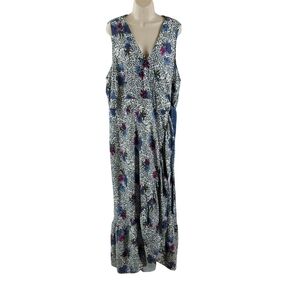K Jordan Floral Maxi Dress in Blue and Purple. Over Black And White Print